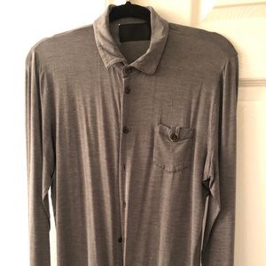Prada grey button down stretch long sleeve shirt